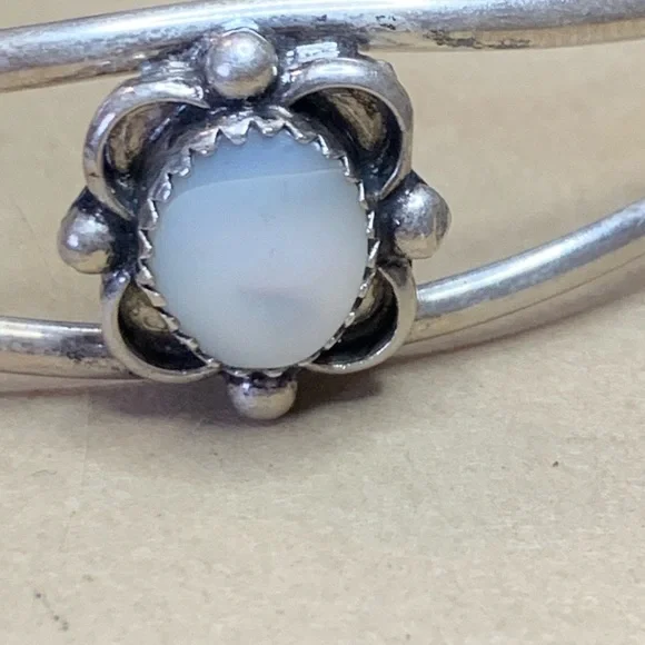 Sterling Silver Bracelet with White Stone - Picture 2 of 6